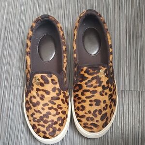 Ralph Lauren Leopard Print Slip-On Sneakers in Brown and Black